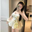 Sét áo cúp xoắn chất borip + cv kate chấm bi có lót quần trời trang