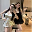 Sét áo cúp xoắn chất borip + cv kate chấm bi có lót quần trời trang