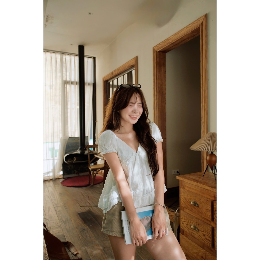 Wendy Top (TSW) Áo babydoll đũi tay bo viền bèo Nữ the.sweaterweather