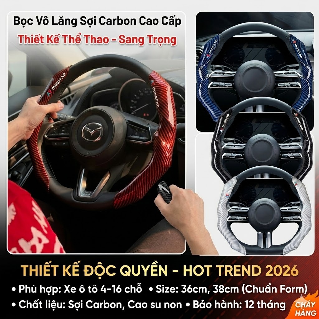 BỌC VÔ LĂNG SỢI CARBON CAO CẤP DÀNH CHO XE Ô TÔ 4-16 CHỖ NGỒI TẠO NÊN ĐẲNG CẤP THỂ THAO, SANG TRỌNG