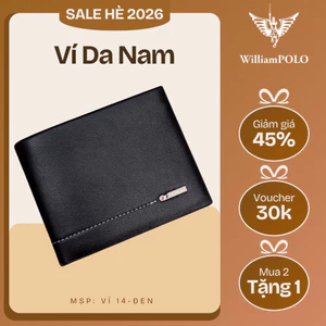 Ví da cầm tay nam cao cấp phong cách hiện đại thương hiệu William POLO (Ví 14)