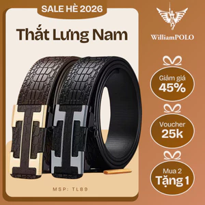 Thắt lưng nam da cao cấp khóa tự động dây luồn trong thuơng hiệu William Polo TL89