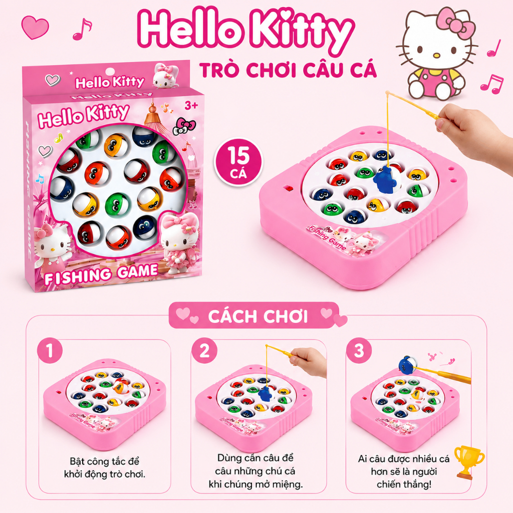 Đồ Chơi Câu Cá Hoạt Hình Cho Bé Có Nhạc – Bộ 15 Cá Kèm 2 Cần Câu Phát Triển Tư Duy