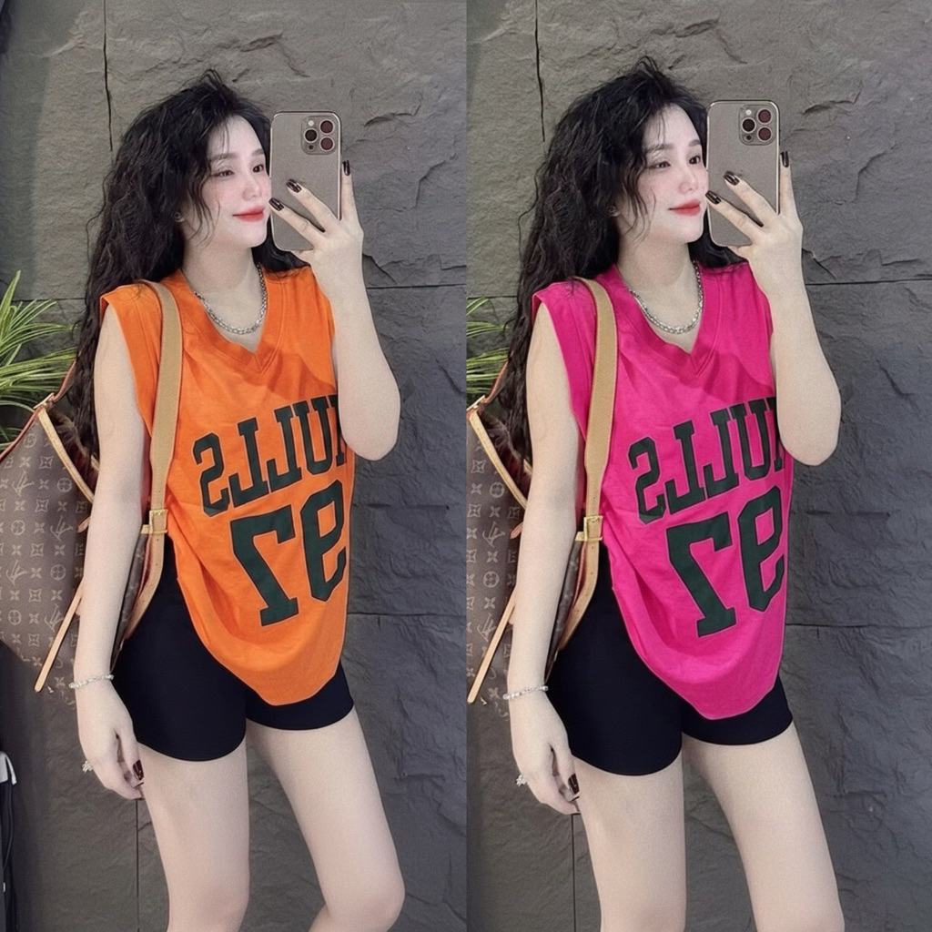 Áo thun ba lỗ sát nách PHOM VỪA , PHOM RỘNG phối chữ trước ( Mã HULL 97 ) Women Nữ