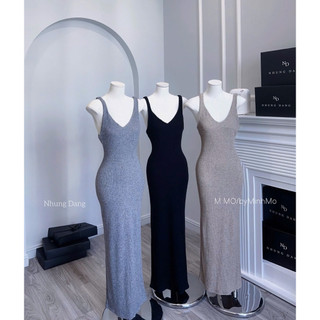 Váy Len Body Maxi 2 Dây Cổ V Chuẩn Nhung Đặng