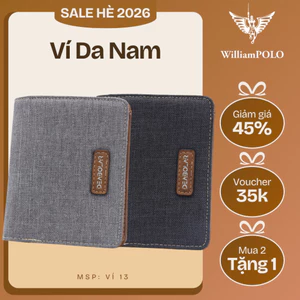 Ví nam Classic DEABOLAR chất liệu vải Canvas nhỏ gọn dáng đứng thương hiệu Williwam polo VI13