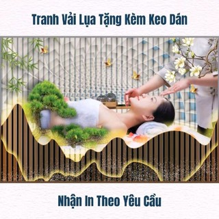Tranh dán spa dưỡng sinh, trang trí spa gội đầu dưỡng sinh, tranh ngâm chân thảo dược in trên vải lụa (tặng kèm keo dán)