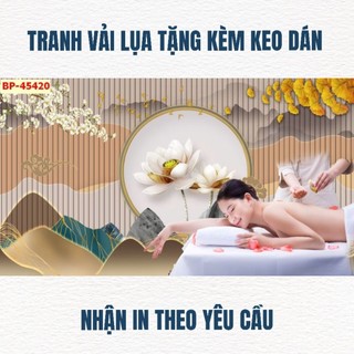 Tranh dán spa dưỡng sinh, decor gội đầu dưỡng sinh, tranh ngâm chân thảo dược, tranh 3D in trên vải lụa (tặng keo dán)