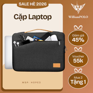 Túi laptop chống sốc kích thước 14 Inch, 15,6 Inch 3 ngăn chống nước thương hiệu William POLO (HOPE3)