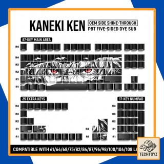 Keycap Kaneki - Anime Tokyo Ghoul - Xuyên Led - Side Print - PBT Double Shot, DyeSub - Cherry Profile