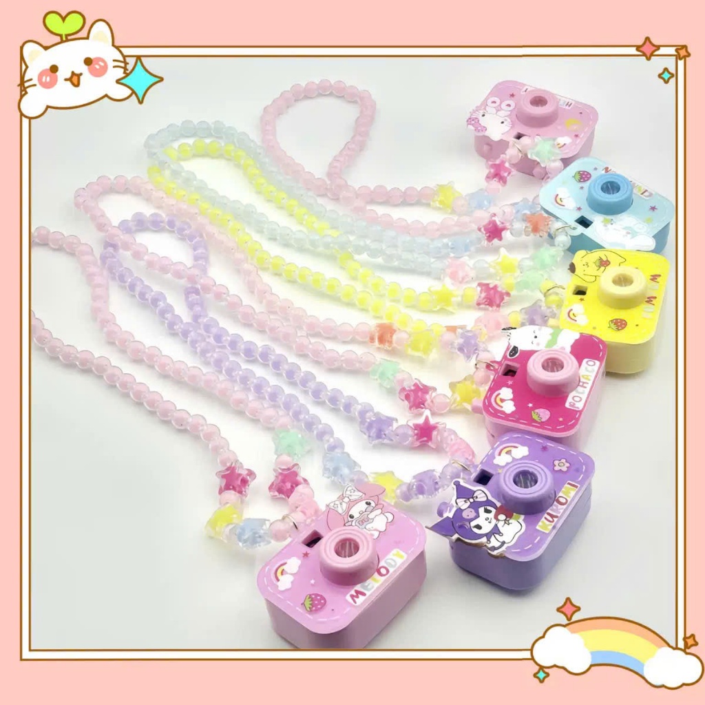 Vòng Cổ Máy Ảnh Hoạt Hình Chiếu Slide Cho Bé – Máy Chiếu Mini Đeo Cổ 8 Hình Cute Kèm Dây Hạt Xinh Xắn