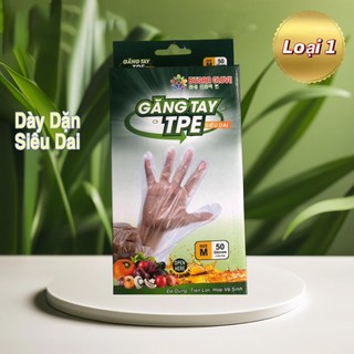 Găng Tay TPE Dùng 1 Lần Loại Dày Cao Cấp Dai Bền Ôm Tay Chống Trơn Nấu Ăn Nhuộm Tóc Vệ Sinh