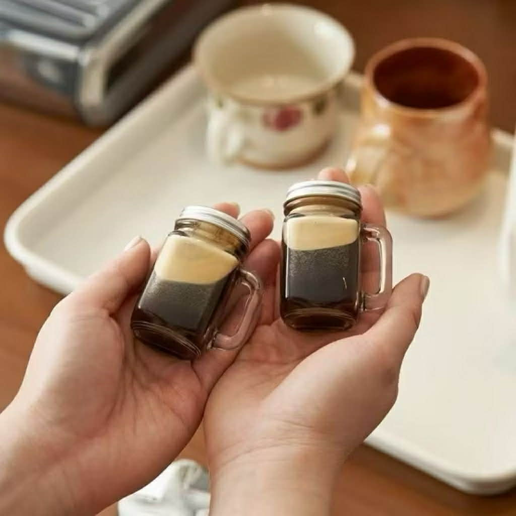 [COMBO 5 - 10] Lọ Thuỷ Tinh Mini 35 ml Chiết Cà Phê Nước Ép Nước Chấm Nắp Nhôm Có Tay Cầm