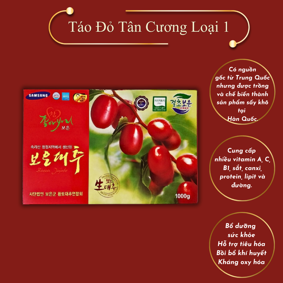 Táo Đỏ Sấy Khô 100gr Quả To Đỏ Đều Và Đẹp Loại 1 - Yến Sào Thủ Đức