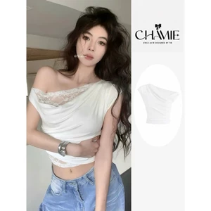 ÁO THUN ÔM CỔ CHÉO CÁCH ĐIỆU | PHỐI REN LƯỚI CUỐN HÚT | OUTFIT ĐI CHƠI DẠO PHỐ CỰC CHẤT | BY CHAMIE STORE