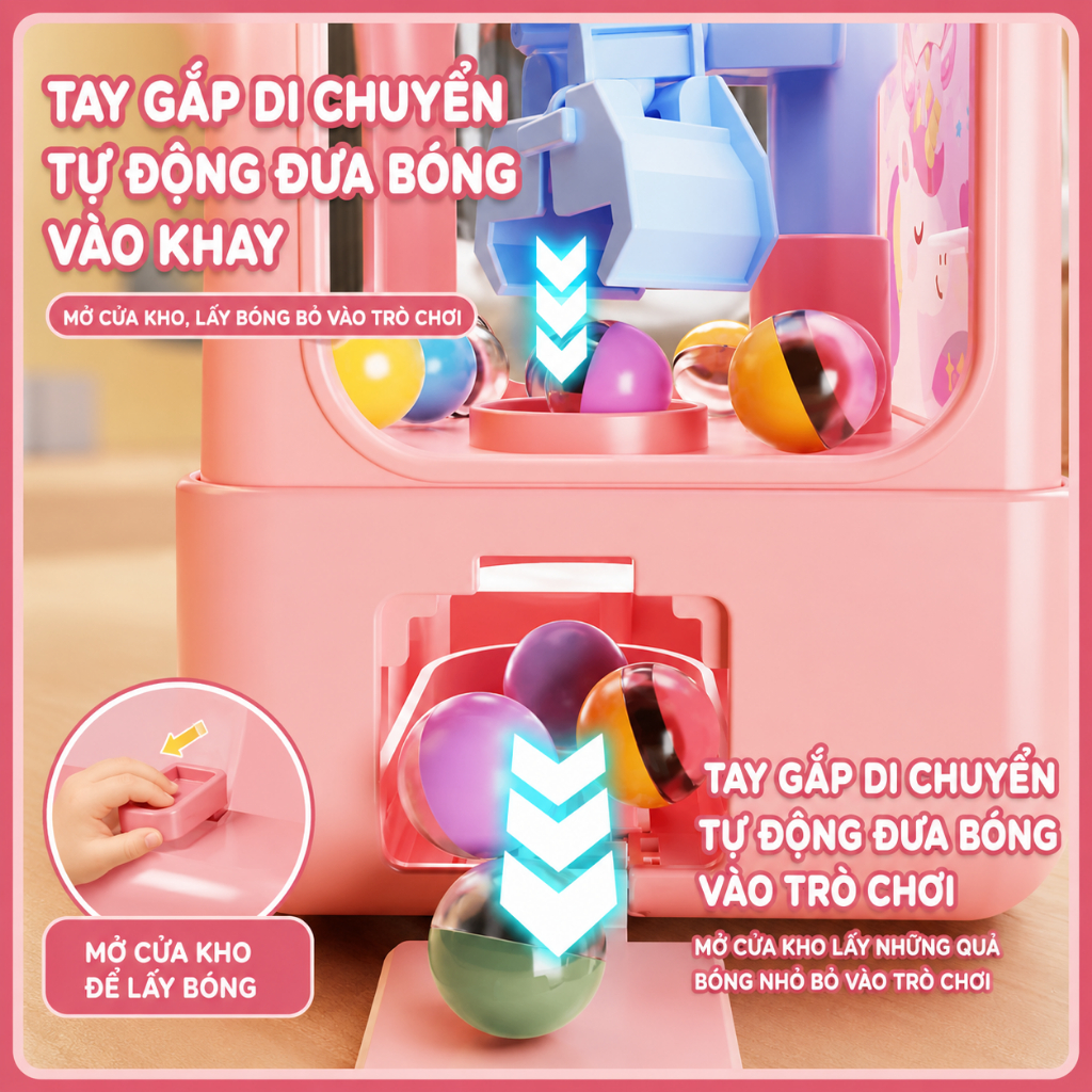 Máy Gắp Bóng Mini Cho Bé – Đồ Chơi Gắp Thú Mini Cute Kèm Bóng Màu Giải Trí Vui Nhộn Cho Bé