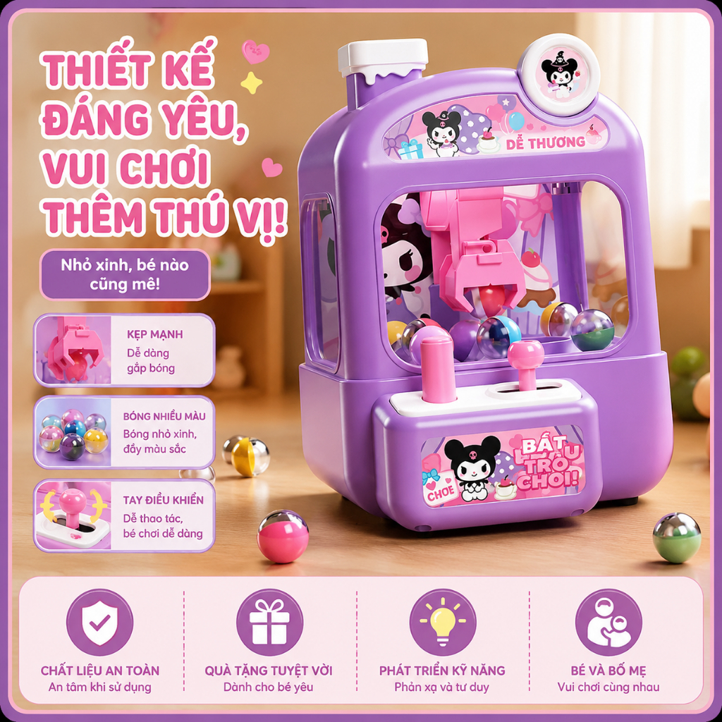 Máy Gắp Bóng Mini Cho Bé – Đồ Chơi Gắp Thú Mini Cute Kèm Bóng Màu Giải Trí Vui Nhộn Cho Bé