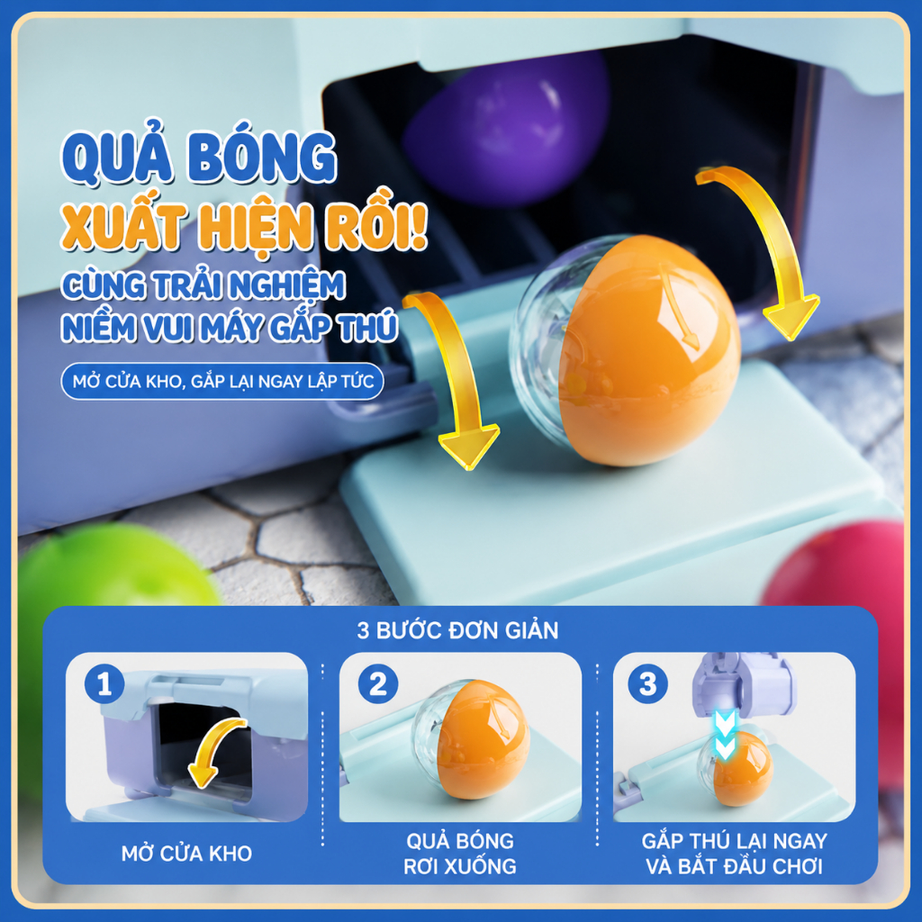 Máy Gắp Bóng Mini Cho Bé – Đồ Chơi Gắp Thú Mini Cute Kèm Bóng Màu Giải Trí Vui Nhộn Cho Bé