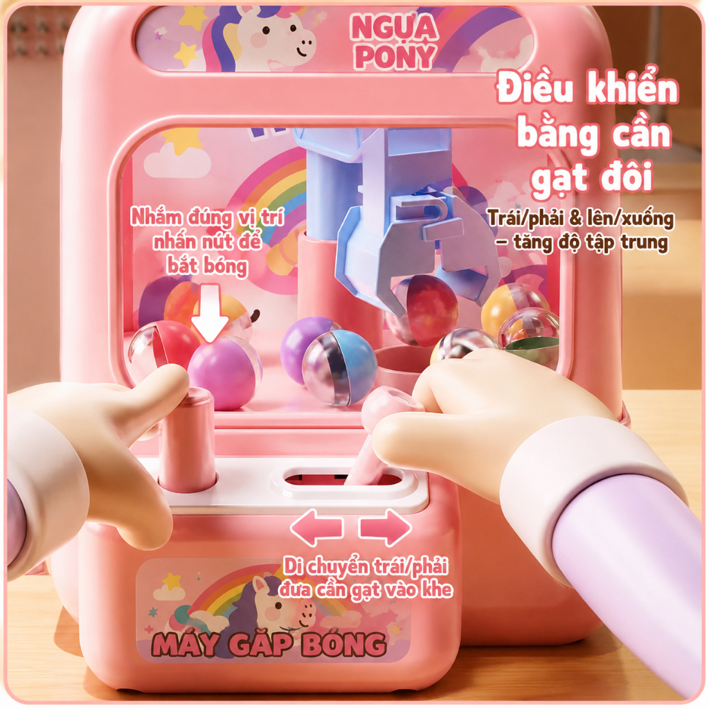 Máy Gắp Bóng Mini Cho Bé – Đồ Chơi Gắp Thú Mini Cute Kèm Bóng Màu Giải Trí Vui Nhộn Cho Bé