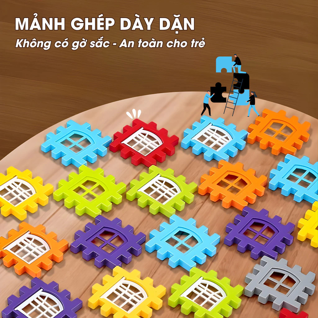 🏠 Bộ Đồ Chơi Lắp Ghép Nhà Cửa 3D Cho Bé 60 Chi Tiết – Xếp Hình Sáng Tạo Phát Triển Tư Duy Cho Bé