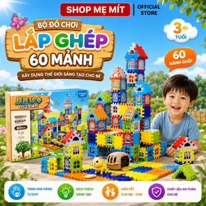 🏠 Bộ Đồ Chơi Lắp Ghép Nhà Cửa 3D Cho Bé 60 Chi Tiết – Xếp Hình Sáng Tạo Phát Triển Tư Duy Cho Bé