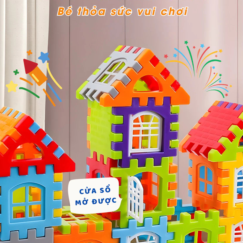 🏠 Bộ Đồ Chơi Lắp Ghép Nhà Cửa 3D Cho Bé 60 Chi Tiết – Xếp Hình Sáng Tạo Phát Triển Tư Duy Cho Bé