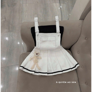 SET ÁO QUÂY MIX YẾM VÁY XẾP LY SỌC CÀI GẤU HOT HIT