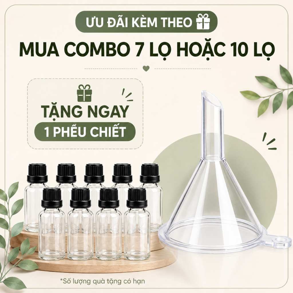 [COMBO 7 - 10]Lọ Thủy Tinh Đựng 30ml Ginger Shot Nước Chấm Cà Phê Nắp Đen Vặn Kín Tặng Kèm Phễu Chiết