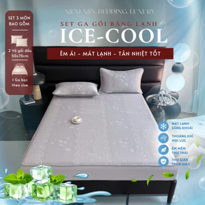 Set bộ ga gối 3 món băng lạnh thế hệ mới với họa tiết họa nổi kèm nhiều tông màu pastel điệu đà Memminbedding