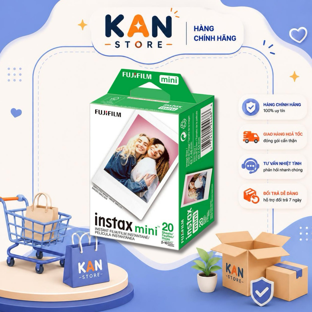[HOẢ TỐC] INSTAX MINI FILM 2027/2028 Viền Trắng Hộp 20 Tấm - Có Tách Lẻ