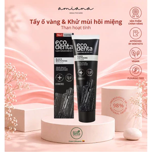 Kem đánh răng than tre & trà xanh làm trắng - không bào mòn- Ecodenta Black Whitening 100ml, 98% tự nhiên