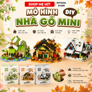 Bộ Lắp Ghép Mô Hình Ngôi Nhà Mini 4 Mùa – Nhà Gỗ, Nhà Cối Xay Gió, Nhà Mùa Đông Trang Trí Để Bàn