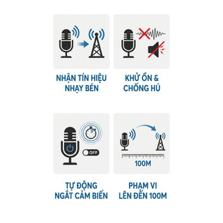Micro Không Dây AT 2023, Bắt Sóng Nhạy, Loại Bỏ Tạp Âm, Chống Hú, Rít, Cảm Biến Tự Ngắt, Sóng Xa Lên Đến 100m