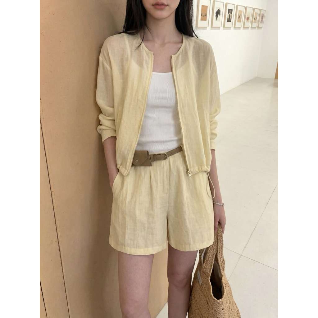 Set áo khoác mỏng và quần đùi tơ Onni st