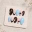 Nailbox thiết kế tự dán, móng giả sơn mắt mèo xanh pastel nấu chấm bi hot trend cá tính LEUBOX