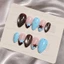 Nailbox thiết kế tự dán, móng giả sơn mắt mèo xanh pastel nấu chấm bi hot trend cá tính LEUBOX