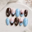 Nailbox thiết kế tự dán, móng giả sơn mắt mèo xanh pastel nấu chấm bi hot trend cá tính LEUBOX