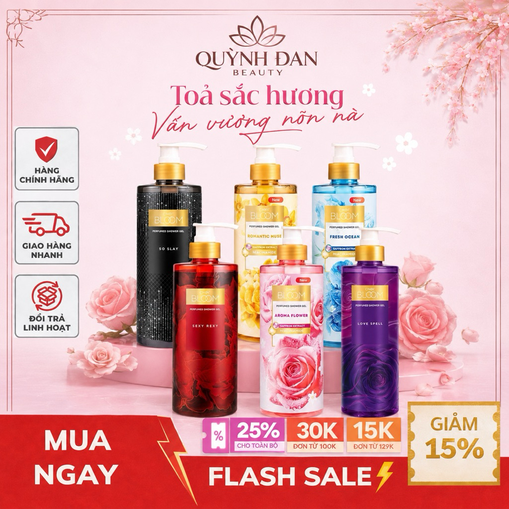 Sữa Tắm Nước Hoa CINDY BLOOM Hương Thơm Ngọt Ngào, Nữ Tính, Làm Sạch Dịu Nhẹ Chai 640g