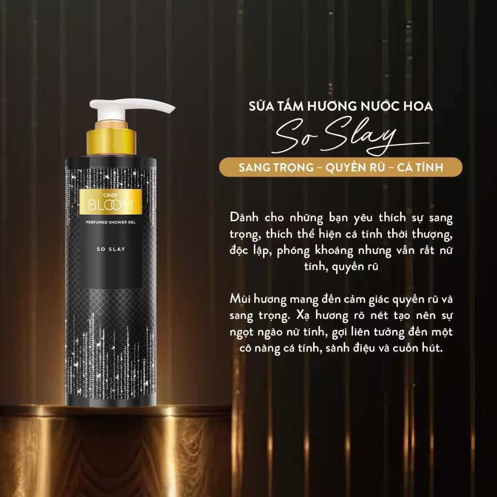 Sữa Tắm Nước Hoa CINDY BLOOM Hương Thơm Ngọt Ngào, Nữ Tính, Làm Sạch Dịu Nhẹ Chai 640g
