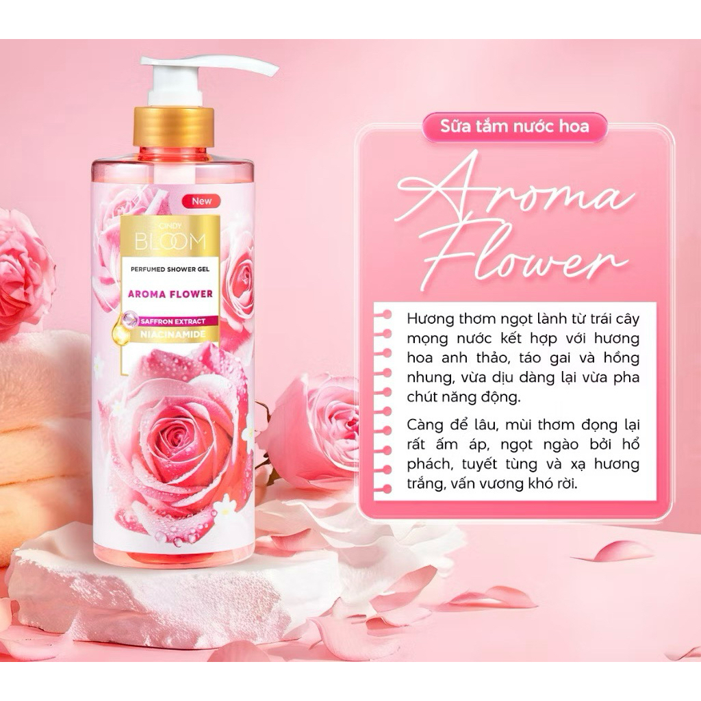 Sữa Tắm Nước Hoa CINDY BLOOM Hương Thơm Ngọt Ngào, Nữ Tính, Làm Sạch Dịu Nhẹ Chai 640g