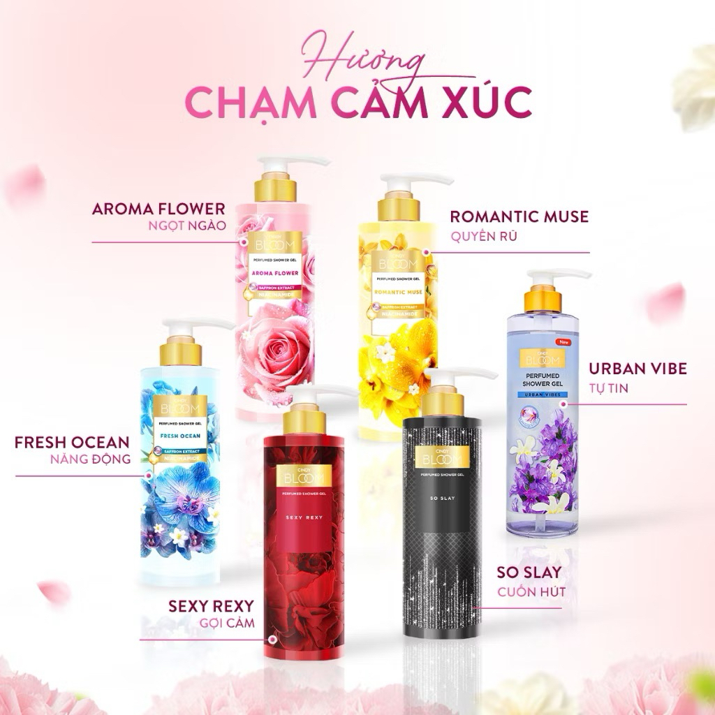Sữa Tắm Nước Hoa CINDY BLOOM Hương Thơm Ngọt Ngào, Nữ Tính, Làm Sạch Dịu Nhẹ Chai 640g
