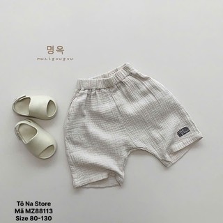 Quần Short Xô Muslin Dáng Phồng Cho Bé Từ 9-28kg Ống Rộng Hàn Quốc Cạp Chun In Hoạ Tiết MZ88113