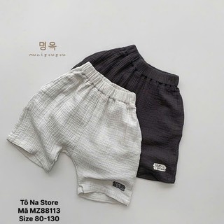 Quần Short Xô Muslin Dáng Phồng Cho Bé Từ 9-28kg Ống Rộng Hàn Quốc Cạp Chun In Hoạ Tiết MZ88113