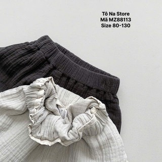 Quần Short Xô Muslin Dáng Phồng Cho Bé Từ 9-28kg Ống Rộng Hàn Quốc Cạp Chun In Hoạ Tiết MZ88113