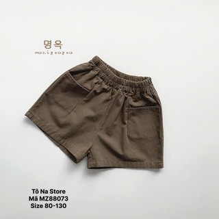 Quần Short Đùi Basic Cho Bé Trai Bé Gái Từ 9-28kg Vải Thô Mềm Mát Ống Rộng Cạp Chun Thể Thao MZ88073