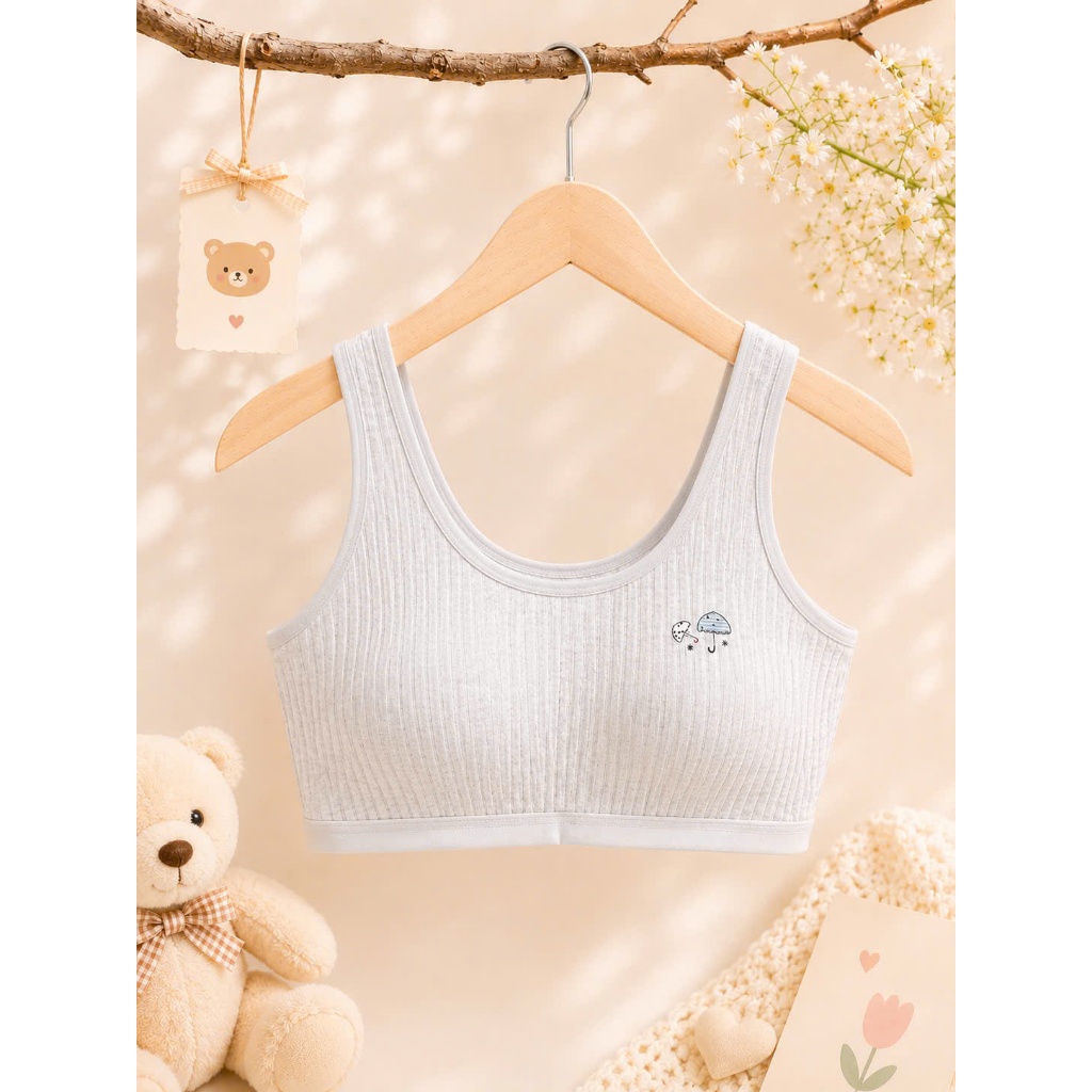 Áo lót lá bé gái dậy thì cotton gân mềm mại thoáng khí co giãn 4 chiều cho học sinh [A161]