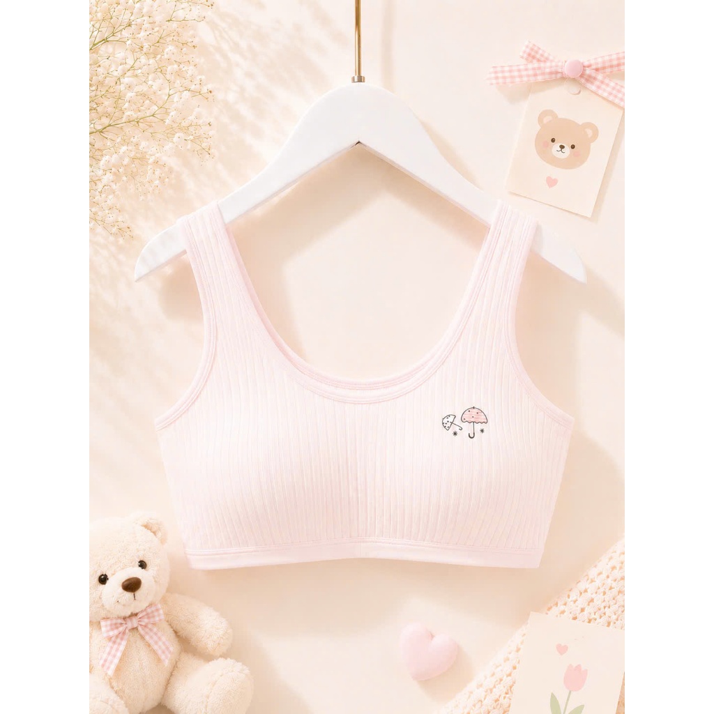 Áo lót lá bé gái dậy thì cotton gân mềm mại thoáng khí co giãn 4 chiều cho học sinh [A161]
