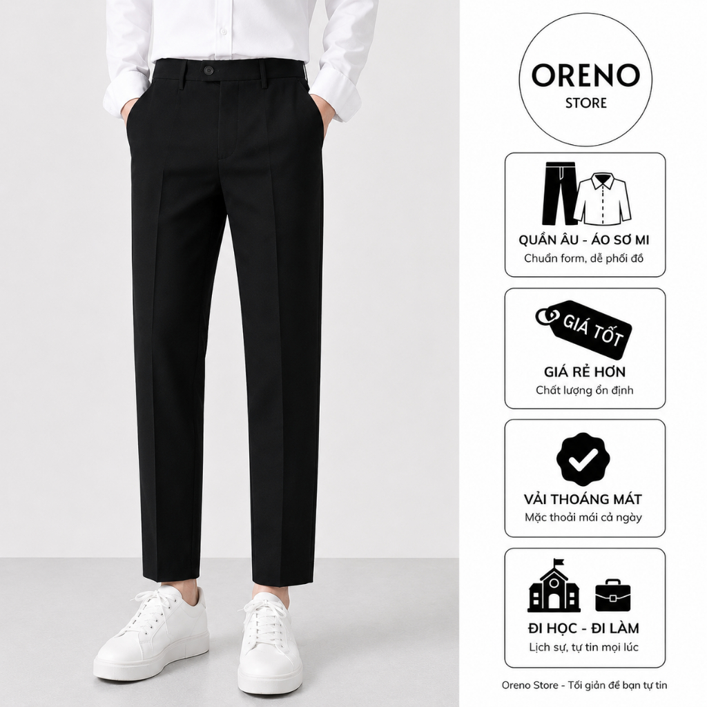 Quần Tây Nam – Quần Âu Nam ORENO dáng ôm vải mềm mỏng nhẹ thoáng mát chống nhăn xù đi học đi làm