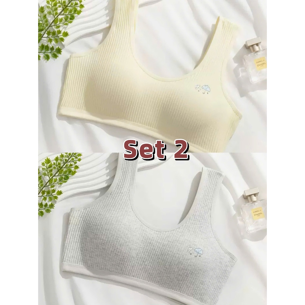 SET 2 - SET 3 - SET 4 Áo lót lá bé gái dậy thì cotton gân mềm mại thoáng khí co giãn 4 chiều cho học sinh [A161]