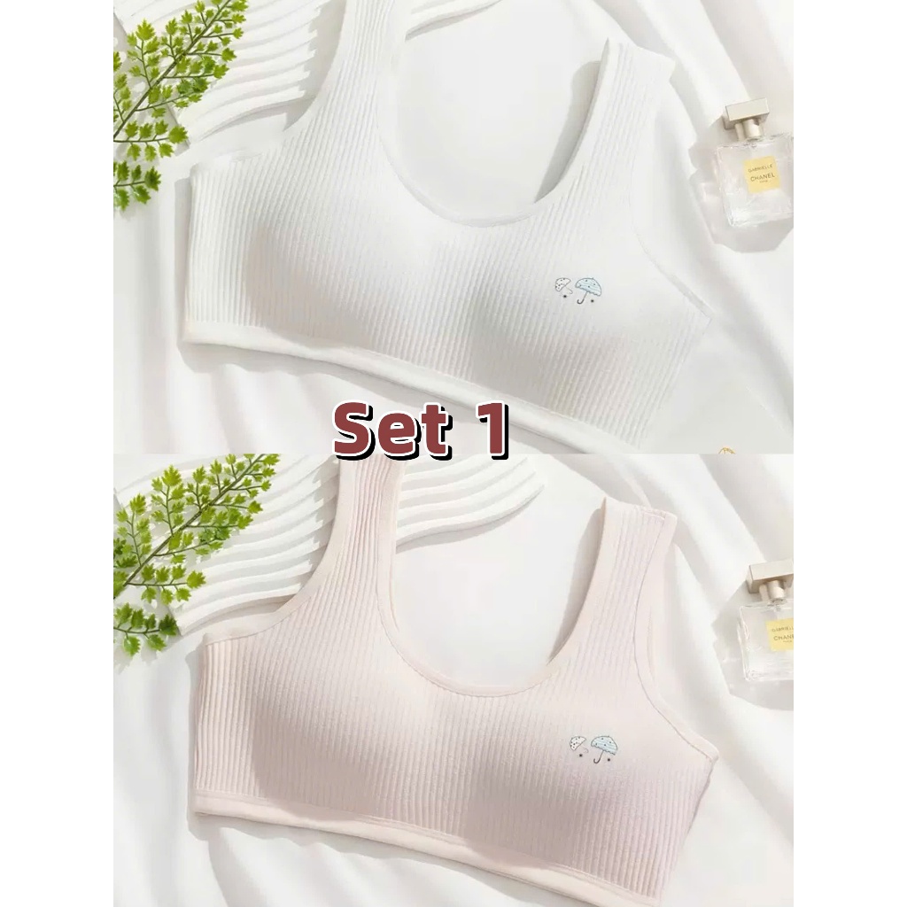 SET 2 - SET 3 - SET 4 Áo lót lá bé gái dậy thì cotton gân mềm mại thoáng khí co giãn 4 chiều cho học sinh [A161]